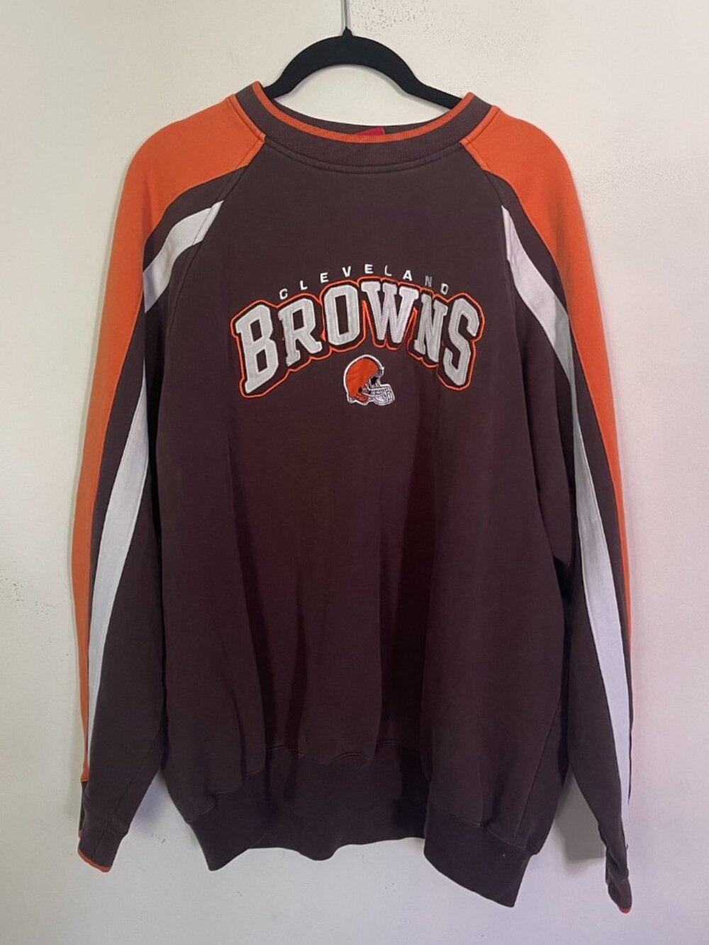 Vintage NFL Cleveland Browns Sweatshirt Mens XL Brown Embroidered Crewneck T7